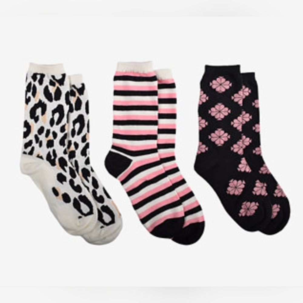 Kate Spade Black and Pink Crew Socks‎ Set NWT